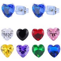 FairLadyHood Silver Color High Quality Crystal Heart Earrings Elegant And Charming Cubic Zirconia Heart Stud Earrings For Girls