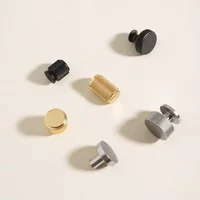 Modern Single Hole Cabinet Handle Round Black Gold Knob Cupboard Black Gold Desk Drawer Pull Solid Aluminum Alloy Furniture