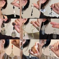 New Chinese Style Ancient Style Super Immortal Unique Elegant Gentle Versatile Bamboo Flower Pearl Tassel Earring Hook Female