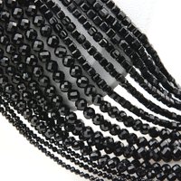 Natural Black Tourmaline / Schorl Faceted Round / Cube / Rondelle Beads 2mm,3mm,4mm,1x2mm,2x3mm,Fine Jewelry Making