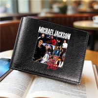 Vintage Michael Jackson Graphic Leather Wallet Men Woman Purse Fashion Short Card Money StorageClips Bag Business Handbags Gifts