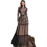 Lace Women Evening Dresses Long Sleeves O Neck Wed Prom Dress A Line Luxury Bespoke Special Occasion Dresses Wedding Customized