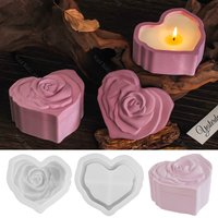 Relief Rose Flower Storage Box Silicone Molds Resin Candle Jar Ornament Mould Love Retro Candle Holder Heart Concrete Cup Mold