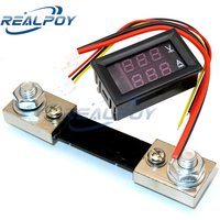 Mini 0,28" Dual LED Display Voltmeter Amperemeter DC 0-100V 100A Panel Amp Volt Spannung Strom Tester mit 100A 75mV Shunt Rot + Blau