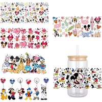 Disney Mickey Mouse Cartoon Pattern UV DTF Transfer Sticker Waterproof Transfers Decals For 16oz Glass Cup Wrap Stickers