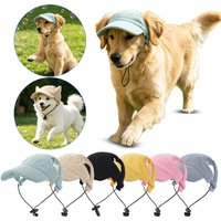 Summer Pet Hat Corduroy Dog Hat with Ear Holes Sunscreen Dog Baseball Cap Outdoor Sports Hat Pet Headwear Adjustable