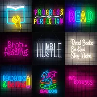 Read Books Be Kind Stay Weird Neon Sign for Wall Decor, LED Neon Light for Classroom Bookstore Library Museum Study Room