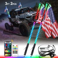3FT/0.9M Spiral RGB LED Whip Lights RF Remote Control Lamp Antenna Whips for Can-Am ATV UTV RZR Polaris Dune Buggy Offroad Truck