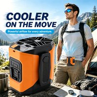 New Rechargeable Waist Fan Portable Hands Free Mini Fan With Power Bank Flashlight 5 Speeds Cooling Fan for Outdoor Activities