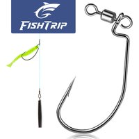 FishTrip 10-20Pcs Drop Shot Hook with Swivel EWG Wide Gap Worm Hook for Drop Shot Rigs Saltwater Freshwater for Bass Catfish