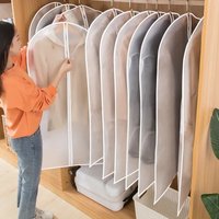 1/3/5pc Clothes Dust Cover Bag With Zipper Coat Plastic Hanging Storage Bag Household Space Saving Storage Organization For Home