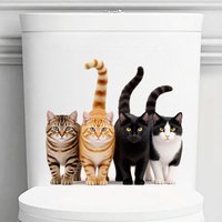 Cats Standing Against Black Background Stickers, Art Wall Decal for Home, Cabinet, Refrigerator, Door, Toilet, Decoration