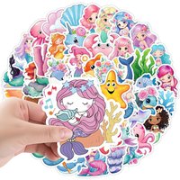 50pcs Cartoon Mermaid Stickers for Kids Cute Decals Toy Stationery Guitar Phone Bicycle Laptop Luggage Car Graffiti Kids Sticker