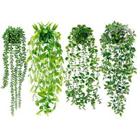 Artificial Hanging Plants Fake Potted Greenery Faux Eucalyptus Mandala Vine in Pot for Self Office Living Room Indoor Home Decor