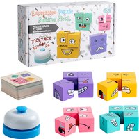 Wooden Expression Changing Block Stacking Toy, Expression Changing Block Stacking Toy with Bell & Card Game Toy