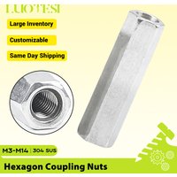 Hexagon Extend Long Rod Coupling Nuts 304 Stainless Steel m3 m4 m5 m6 m8 m10 m12 m14 Hex Lengthened Coupling Nut for 3D Printer