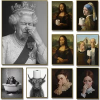 Funny Bathroom Victorian Queen Portrait Poster Canvas Painting Prints Wall Art Picture Toilet Humor Amusing Gift Home Decor