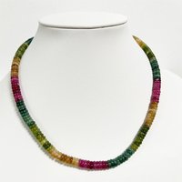 2*6MM Oval Tourmaline Necklace Vintage Brazil Natural Stone Jewelry Noble Elegant Exquisite Beaded Chain Choker Collier