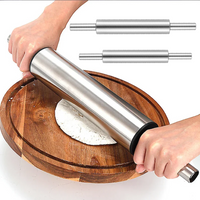 1pc Household Stainless Steel Rolling Pin with Anti Slip Handle, Suitable for Pizza, Cookies, Noodles, and Kitchen Baking Tools