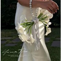 Pearl calla lily bouquet DIY material bag bridal flowers wedding dress split bouquet