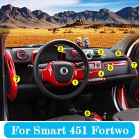 Car ABS Plastic Decorative Cover Red Modification Products For Mercedes Smart 451 Fortwo Interior Sticker Styling Accessories