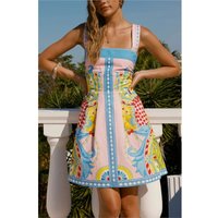 Summer Cover Ups Women Swimsuit Spaghetti Strap Robes Bathing Suit 2026 New Flower Printing Beach Holiday Mini Dresses Cover-Up