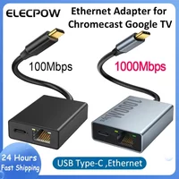 Ethernet Adapter for Chromecast 4K Google TV USBC Type-C to 1000Mbps Network Card for Smartphones Tablets Android Devices
