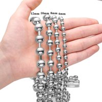 6/8/10/12mm Silver Color Stainless Steel Beads Ball Chain Necklace Fashion Jewelry for Women Men 7"-40"