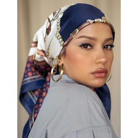 Fashion Square Silk Scarf Women Printed Chain Satin Neckerchief Mulim Hijab Luxury Shawl Hairband Bandana Foulard 90*90cm