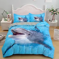 Ensembles de literie 3D DolDave in Blue Sea Queen King Size, couette simple animal, ensemble de couverture de athlon, literie en polyester pour enfants et adultes