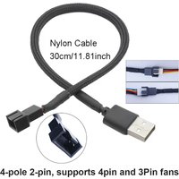 5V USB to 2 PIN Power Cable Connect 4 PIN 3 Pin Fan Power Supply Cord Laptop Computer PC CPU Cooling Fan Connect Adapter Switch