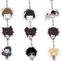 Death Note Acrylic Keychain Kawaii Cartoon Light Yagami Cute Q Version Pendant L Lawliet Bag Charm Collection Cosplay Props Gift