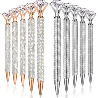 10Pcs Big Diamond Pens with Crystal Bling Rhinestone Metal Glitter Ballpoint Pens Black Ink Retractable Cute Fancy Wedding Brida