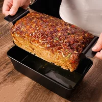 Metallic Mould Professional Meatloaf Pan Non Stick Oven Baking Pan Rectangular Loaf Pan with Insert Rack Bread Tool Baking Tool