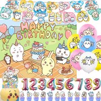 Cartoon Chiikawa Theme Kid Birthday Party Supplies Cake Decor Cute Anime Balloon Backdrop Cake Topper Baby Shower Baptism Prop