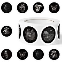 500pcs Black Gothic Graffiti Stickers, Aesthetics Decal Roll Self Adhesive Scrapbooking Envelopes Handmade,Party Supply
