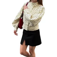 Retro Polka Dot Duster Woman Outerwear Trendy Casual Long Sleeves Loose Short Jacket New Fall Style 2025 Feminine Commute Coat