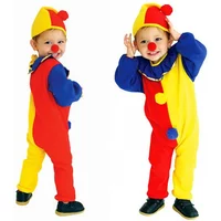 Kids Carnival Clown Circus Cosplay Costumes Halloween Children Boys Girls Baby Birthday Halloween Party Jumpsuit Hat