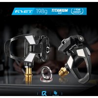 RYET 198g Ultralight Carbon Road Bike Pedals CNC Titanium Spindle DU+3 Sealed Bearings 6° Float w/ SPD Cleats & Spacers
