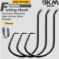 9KM Circle Fishing Hooks 25~50Pcs Offset Carp Fishing Live Bait Barbed Hooks Catfish Bass Octopus Fishing Hooks Tackle Saltwater