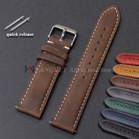 Quick Release Watch Band Genuine Leather Watch Strap Replacement Belt 18mm 20mm 22mm Vintage Brown Strap for Men Women Bracelets