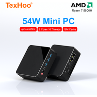 TexHoo Mini PC Computer Gaming AMD Ryzen7 5800H Pocket Dual HDMI LAN WIFI6 Windows 11 Pro NUC Office DDR4 NVMe Four Display