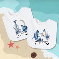Personalized Baby Bibs Letter Name Boy Girl Cotton Bib Ocean Animal Printed Newborn Saliva Towel Bib Infant Birthday Shower Gift