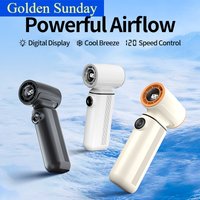 Portable Mini Handheld Fan with LED Display Semiconductor Refrigeration 120 Speeds USB Rechargeable Battery Outdoor Fan