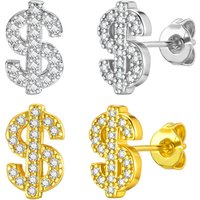 Dollar Sign Stud Earrings for Men Boys,Iced Out Zircon Stainless Steel Earrings,Hip Hop Rap Cool Jewelry Gifts