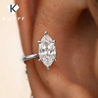 Boucle d'oreille ouverte solitaire en moissanite de 1 carat, taille marquise, pour femmes, en argent S925, sans perçage, avec certificat de diamant de laboratoire.