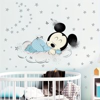 1 Piece Disney Mickey and Minnie Bedroom Wall Sticker - Self-Adhesive Cartoon Art Decoration Painting, Suitable for Living Room and Bedroom Background Decoration