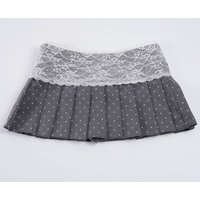 2026 New Polka Dot Lace Splicing Pleated Skirt Low Waist Fashion Y2K Retro Cute Skirt