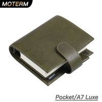 Moterm Full Grain Veg Tan Leather Pocket Luxe 2.0 Rings Planner A7 Notebook with 30MM Rings Agenda Organizer Diary Journal