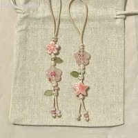 【SSummer10】Cute Star Flower Ceramic Beaded Phone Strap - Kawaii Lanyard Bag Decoration Camera Pendant Keychain【SS】